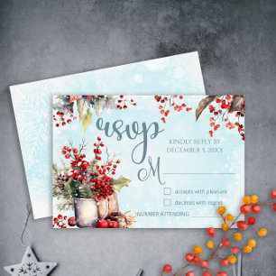 Mysiga Winter Rowan-berry bouquet Bröllop OSA Kort
