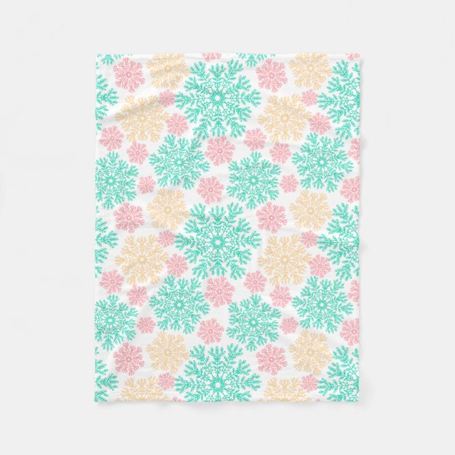 Mysiga Winter Wonderland Snöflingor Mönster Fleecefilt (Framsidan)