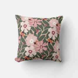 Mysiga Woodland Ladybugs & Wildblomme Earthy Färg Kudde