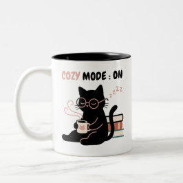 mysigmode på mysig svart katt kaffe böcker t-shirt Två-Tonad mugg