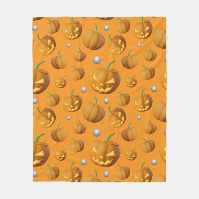 Mysigt 3D-Jack O'Lantern & Pumpkin Mönster Fleecefilt (Framsidan)