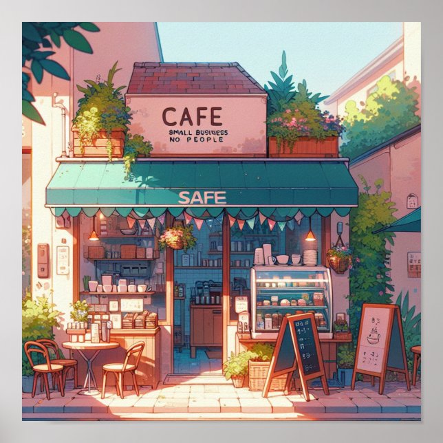Mysigt Anime Cafe Art Poster (Framsidan)