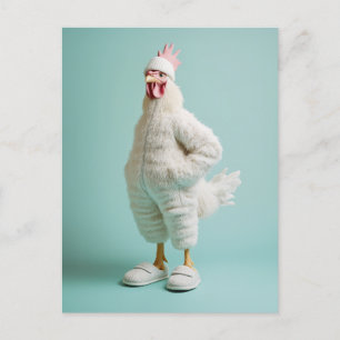 Mysigt Antropomorf Chicken Hårig Kostym Tofflor Vykort