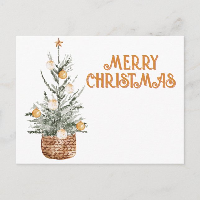 Mysigt årgång jul träd helg vykort (Framsida)