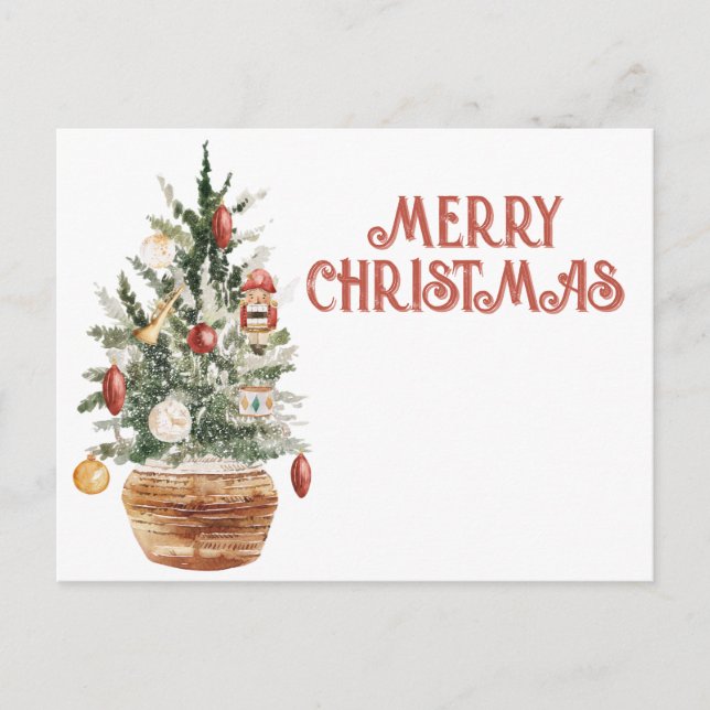 Mysigt årgång jul träd vykort (Framsida)