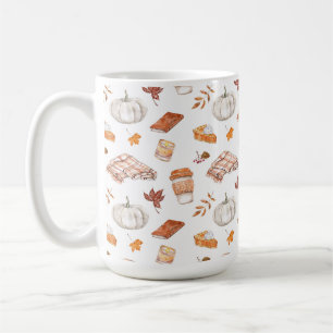 Mysigt Autumn Essentials Watercolor Mönster Kaffemugg
