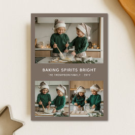Mysigt Baking Spirits Bright-familjens julfoto Julkort
