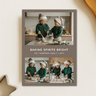 Mysigt Baking Spirits Bright-familjens julfoto Julkort