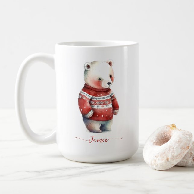Mysigt Bear Winter White-Polar Bear-jul Kaffemugg (Med munk)