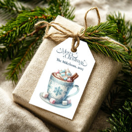 Mysigt blå jultomte presentetikett