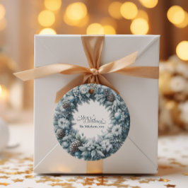 Mysigt blå jultomte runt klistermärke