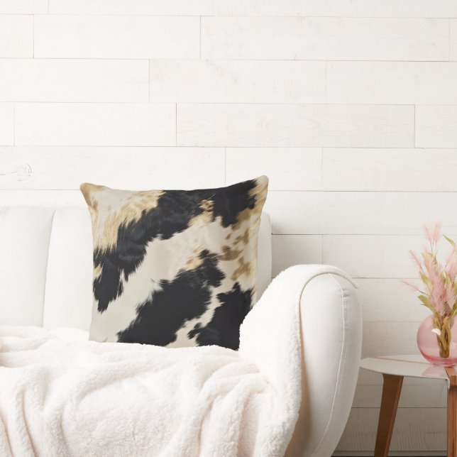 Mysigt Black Cream Guld Southwest Cowhide Kudde (Soffa)