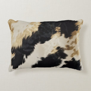 Mysigt Black Cream Guld Southwest Cowhide Prydnadskudde