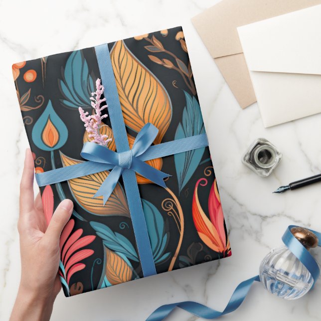 Mysigt Blommigt Skriv ut Digital Folk Art Presentpapper (Gifting)