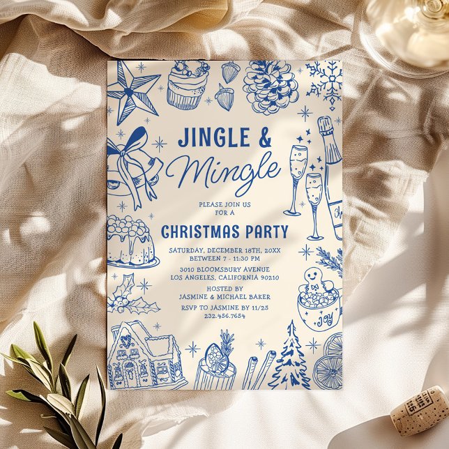 Mysigt Blue Doodle jul Party Inbjudningar (Skapare uppladdad)
