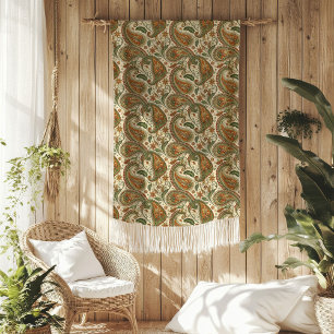 Mysigt Boho Blanket med Earthy Paisley Design Fleecefilt