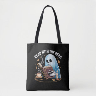 Mysigt bokish Halloween Ghost Skeleton Reading Tot Tygkasse