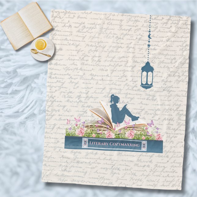 Mysigt bokmaskläsning Nook Blanket Fleecefilt (Cozy Bookworm Reading Nook Blanket)