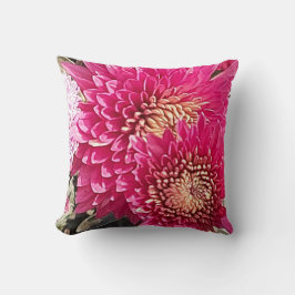 Mysigt Bright Rosa Chrysanthemum Flowers Pillow Kudde