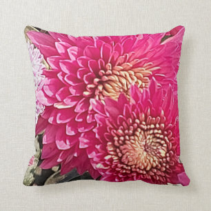 Mysigt Bright Rosa Chrysanthemum Flowers Pillow Kudde