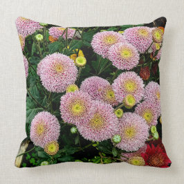 Mysigt Bright Rosa Chrysanthemum Flowers Pillow Kudde