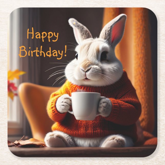 Mysigt Bunny Underlägg Papper Kvadrat (Framsidan)