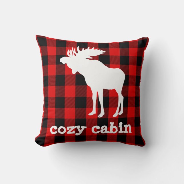 Mysigt Cabin Buffalo Play Moose Kudde (Framsida)
