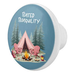 Mysigt Camping Aesthetic Glamping Tält & Campfire Knopp