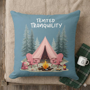 Mysigt Camping Aesthetic Glamping Tält & Campfire Kudde