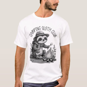 Mysigt Camping Sloth Rosting Marshmallow Äventyr T Shirt