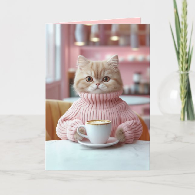 Mysigt Cat Café Moment Inbjudan (Framsida)