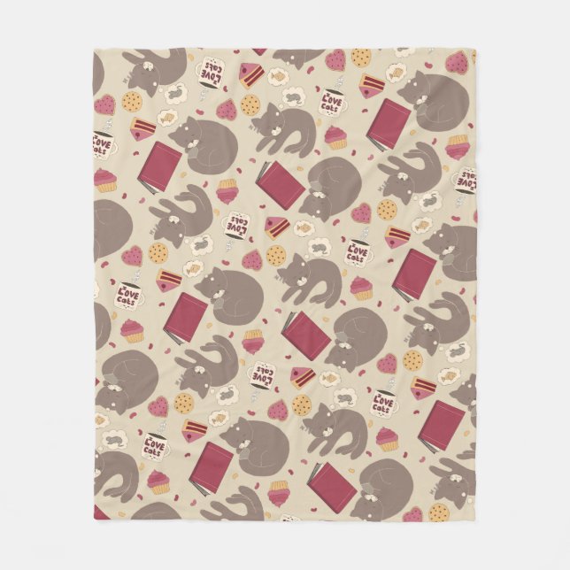 Mysigt Cat Lovers Collage Fleecefilt (Framsidan)