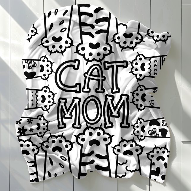 Mysigt Cat Mamma för Cat Lovers Fleecefilt (Cozy Cat Mom for Cat Lovers Fleece Blanket)