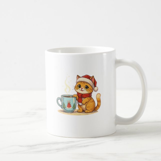 Mysigt Cat Mugg - Cute Kitten med kaffedesign (Höger)
