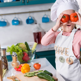 Mysigt Colorful Pastel Ge Tack och Pumpkin Barnförkläde