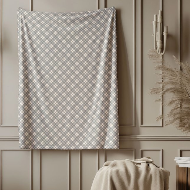 Mysigt Coral Grått Blanket i Classic Tartan Stil Fleecefilt (Cozy Coral Grey Blanket in Classic Tartan Style)