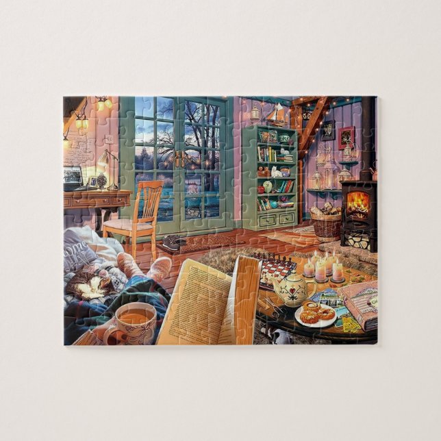 Mysigt Cottage Jigszle Puzzle Pussel (Horisontell)
