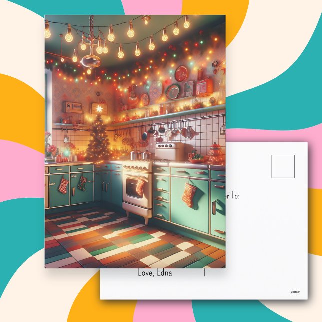 Mysigt Cottage Kitsch Retro-jul Vykort (Skapare uppladdad)