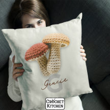 Mysigt Cottagecore Crochet Mushroom Monogram Namn