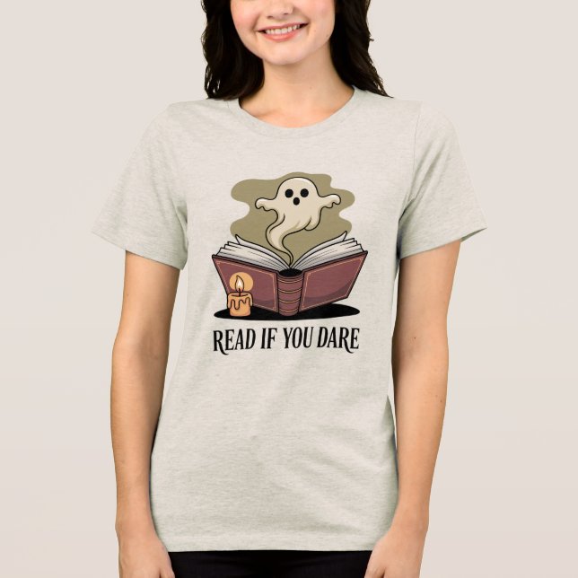 Mysigt Cream Gothic Bok Ghost T Shirt (Framsida)