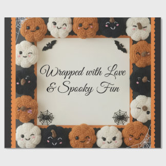 Mysigt Crochet Pumpkin Halloween Wrapping Papper Presentpapper