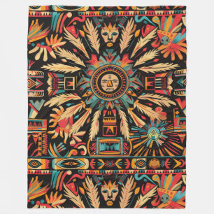 Mysigt cyan "Aztec Dream" Plush Fleece Blanket