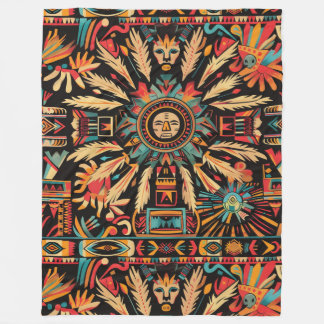 Mysigt cyan "Aztec Dream" Plush Fleece Blanket