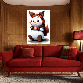 Mysigt djur med kaffe | AI Art Poster