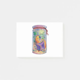 Mysigt drake som läser bokar post-it block