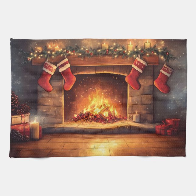 Mysigt eldstad med hänglager kökshandduk (Horisontell)