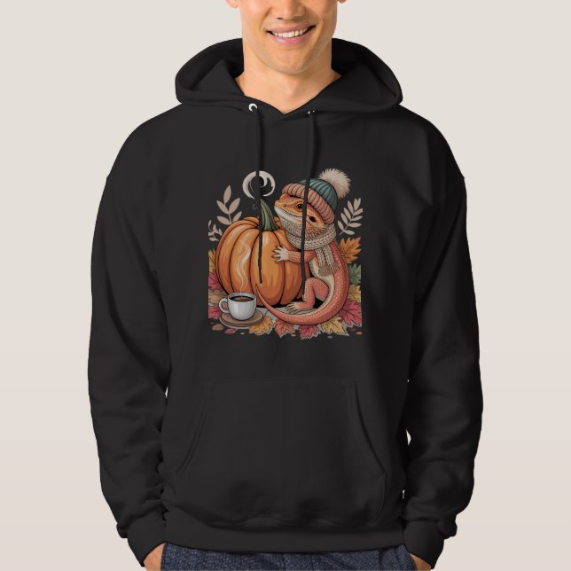 Mysigt Fall Beared Dragon med kaffekonst Hoodie (Framsida)