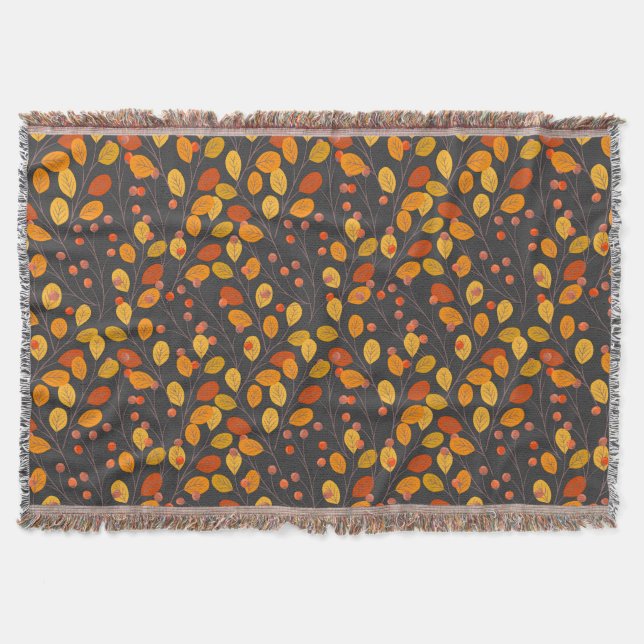 Mysigt Fall Blanket med Höst löv & Berries Filt (Framsidan)