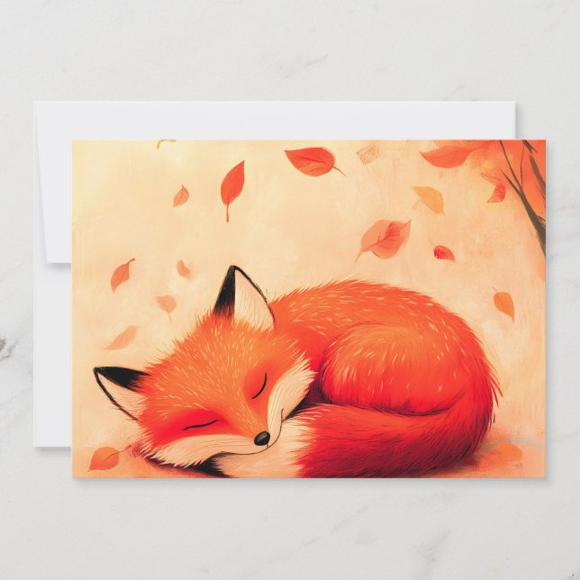 Mysigt Fall Forest Sleeping Fox Meddelande (Framsida)