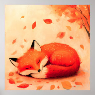 Mysigt Fall Forest Sleeping Fox Poster